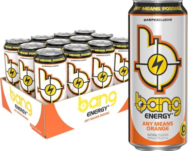 Bang Energy Any Means Orange, Zero Sugar Energy Drink, 16-Ounce