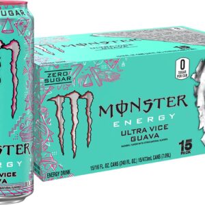 Monster Energy Ultra Vice Guava, Sugar Free Energy Drink, 16 Ounce