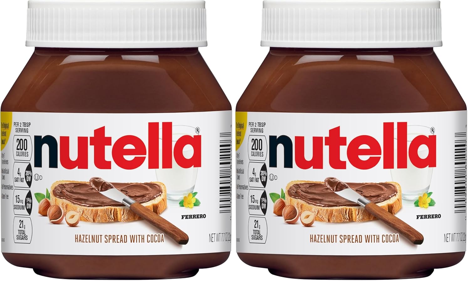 Nutella Hazelnut with Cocoa Spread, 7.7oz (Pack of 2)