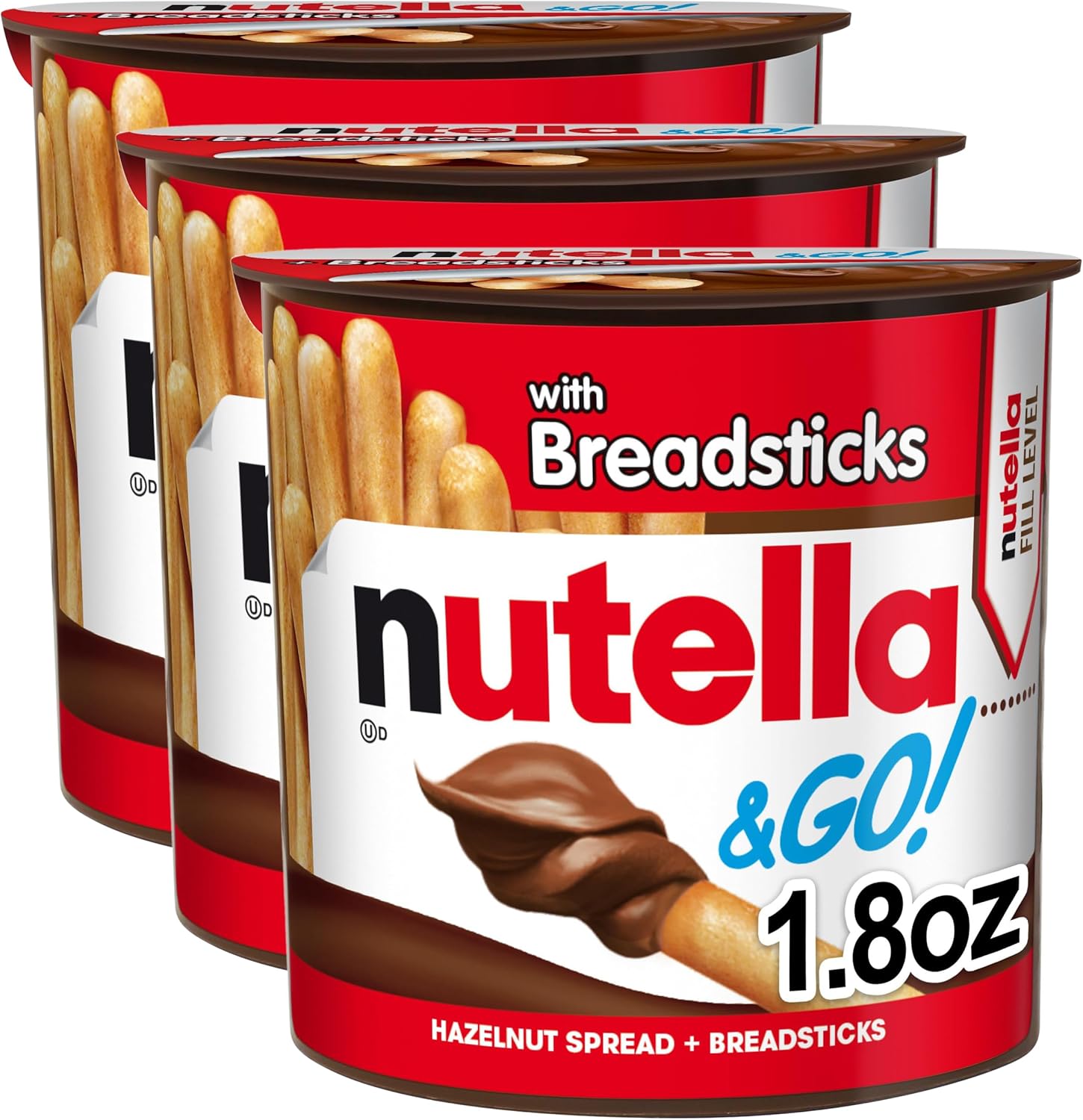 Nutella & GO! Hazelnut And Cocoa Spread With Breadsticks, Snack Cup, 1.8 Oz (Pack of 3)